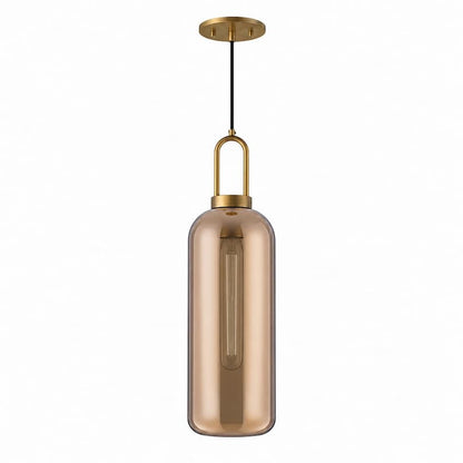 Alora Mood Soji Collection PD401606AGCP 1-Light Pendant with Aged Gold Steel Hardware, Copper Glass Shade and E26 Bulb Base