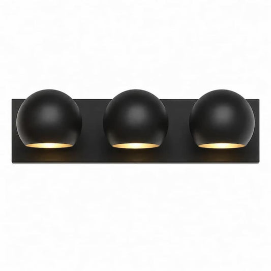 Alora Mood Willow VL648322MB 22-Inch 3-Light Vanity Light in Matte Black Finish with Steel Shades, Front View, Unlit