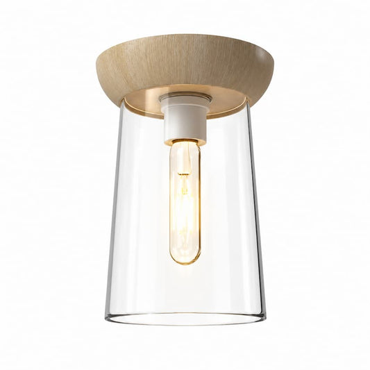 Alora Mood Emil FM542007WHWK 7-Inch 1-Light Flush Mount in White with Steel and Glass Construction