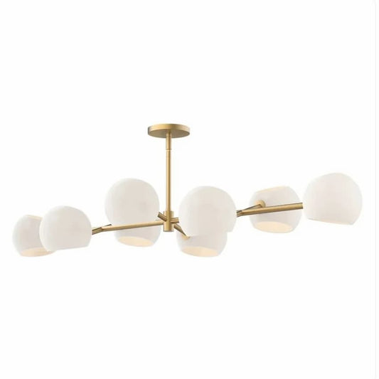 Alora Mood LP548848BGOP Willow 48-Inch 8-Light Linear Pendant in Brushed Gold Finish with Opal Matte Glass Shades