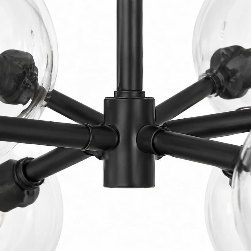 Alora Mood LP548848MBCL Willow Modern 8-Light Linear Pendant in Matte Black with Clear Glass Shades for Kitchen Islands and Dining Rooms