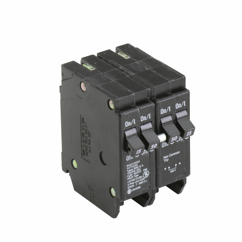 Cutler Hammer Eaton 15/50A 4-Pole 120/240V BR Frame Thermal Magnetic Circuit Breaker