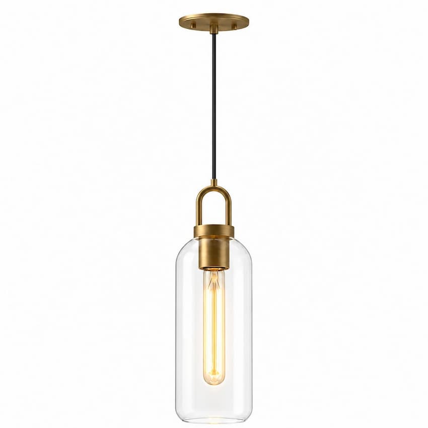 Alora Mood Soji PD401505AGCL 5-Inch Pendant Light in Aged Gold Finish with Clear Glass Shade
