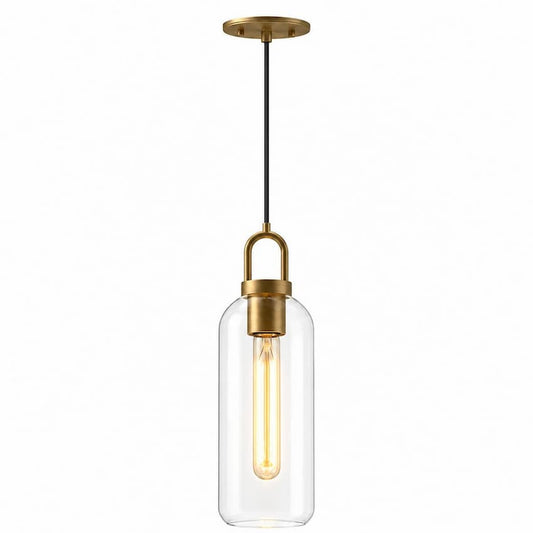 Alora Mood Soji PD401505AGCL 5-Inch Pendant Light in Aged Gold Finish with Clear Glass Shade