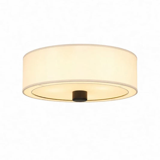 Alora Mood FM547924MBWL Theo 24-Inch Flush Mount Ceiling Light in Matte Black Finish with White Linen Shade