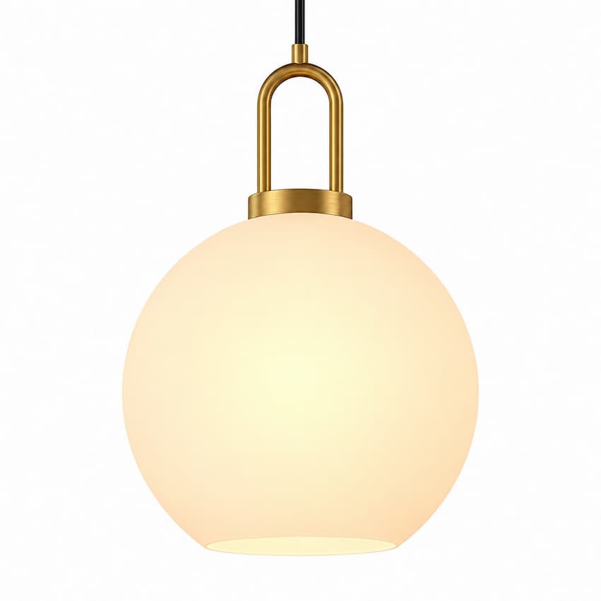 Alora Mood PD601710AGOP Soji Modern Pendant Ceiling Light with Aged Gold Finish, Matte Opal Glass Globe and Omnidirectional Illumination
