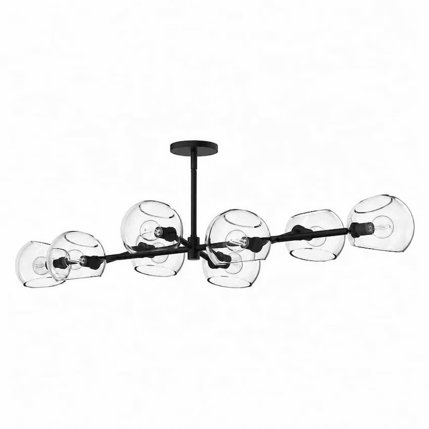 Alora Mood Willow Collection LP548848MBCL Linear Pendant with Matte Black Steel Construction and Eight Clear Glass Shades
