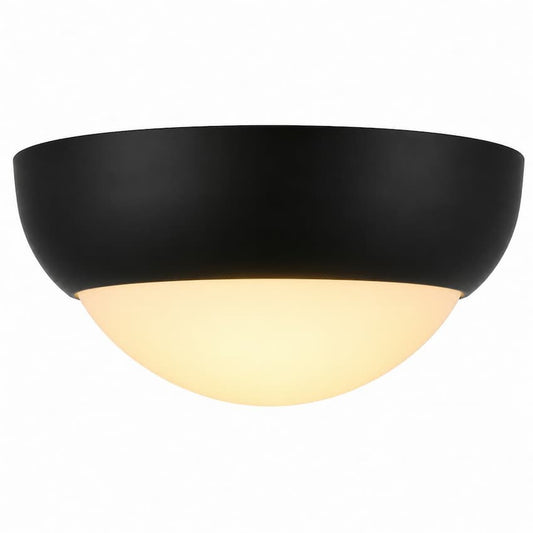 Alora Mood Rubio FM522211MBOP 11-Inch 2-Light Flush Mount in Matte Black Finish with Matte Opal Glass Globes