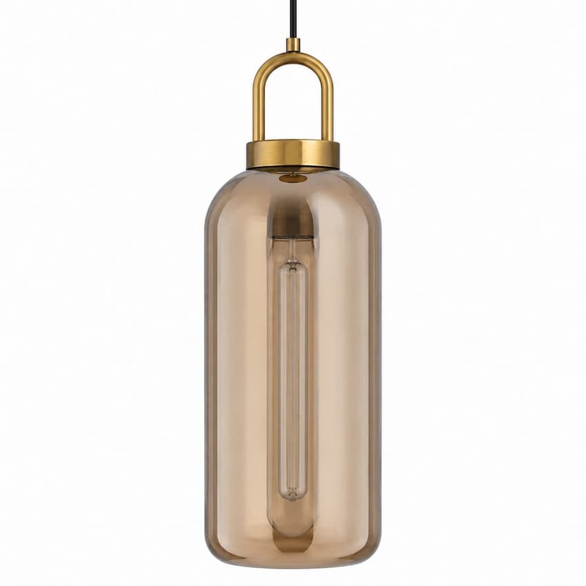 Alora Mood PD401505AGCP Soji Modern Pendant Ceiling Light with Aged Gold Finish and Copper Glass Shade for Kitchen and Dining Interiors