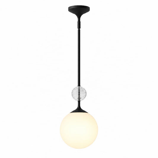 Alora Mood Celia PD415308MBOP 8-Inch Pendant Light in Matte Black with Steel and Glass Construction