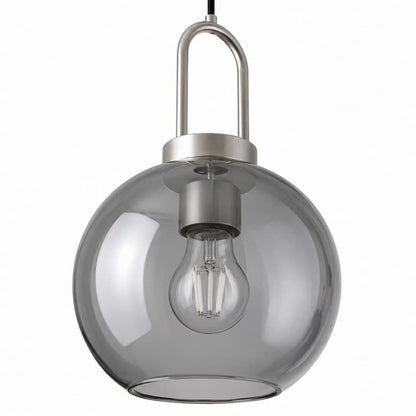 Alora Mood PD601608BNSM Soji Japandi Pendant Ceiling Light with Brushed Nickel Finish, Smoked Solid Glass Shade and Japanese Lantern-Inspired Design