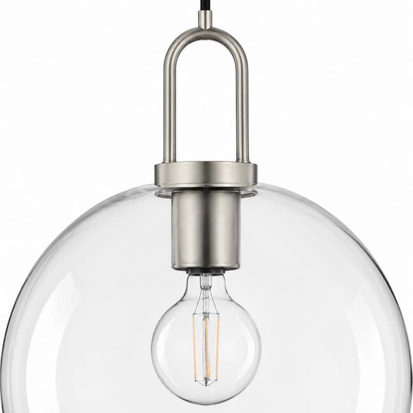 Alora Mood PD601710BNCL Soji Modern Japanese-Inspired Pendant Ceiling Light with Brushed Nickel Finish, Clear Glass Globe Shade and E26 Bulb