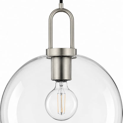 Alora Mood PD601710BNCL Soji Modern Japanese-Inspired Pendant Ceiling Light with Brushed Nickel Finish, Clear Glass Globe Shade and E26 Bulb