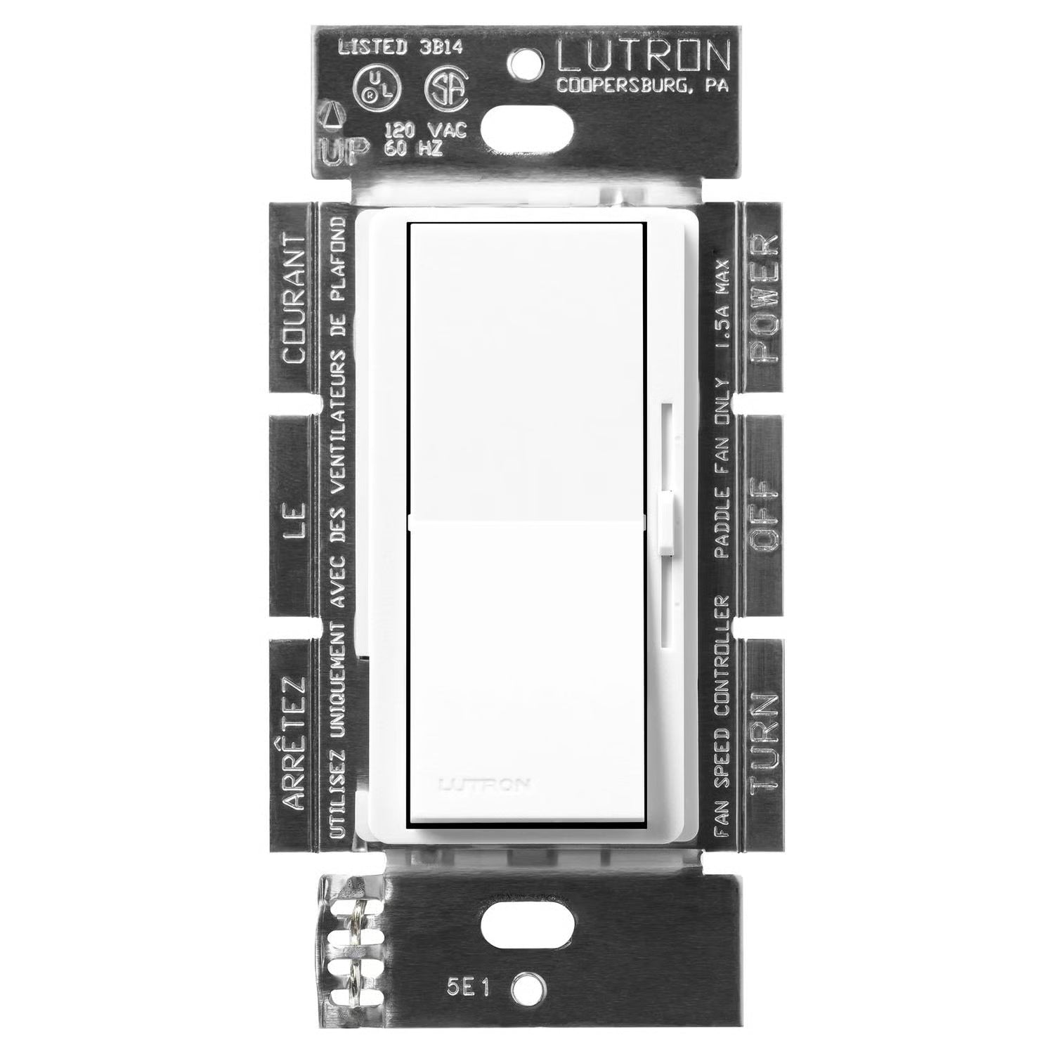 Lutron Diva 3-speed fan control in Brilliant White