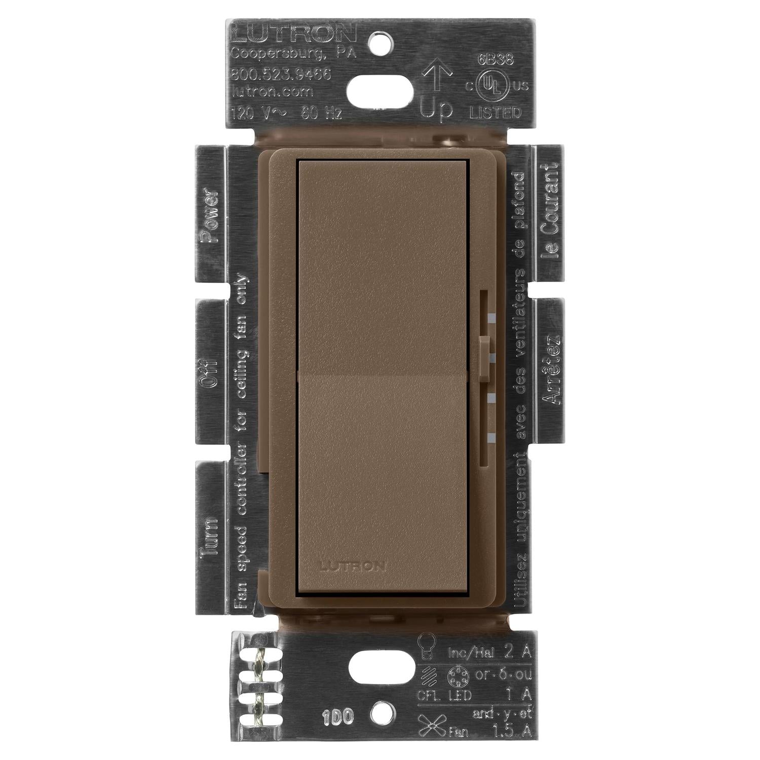 Lutron Diva fan and light control in Espresso