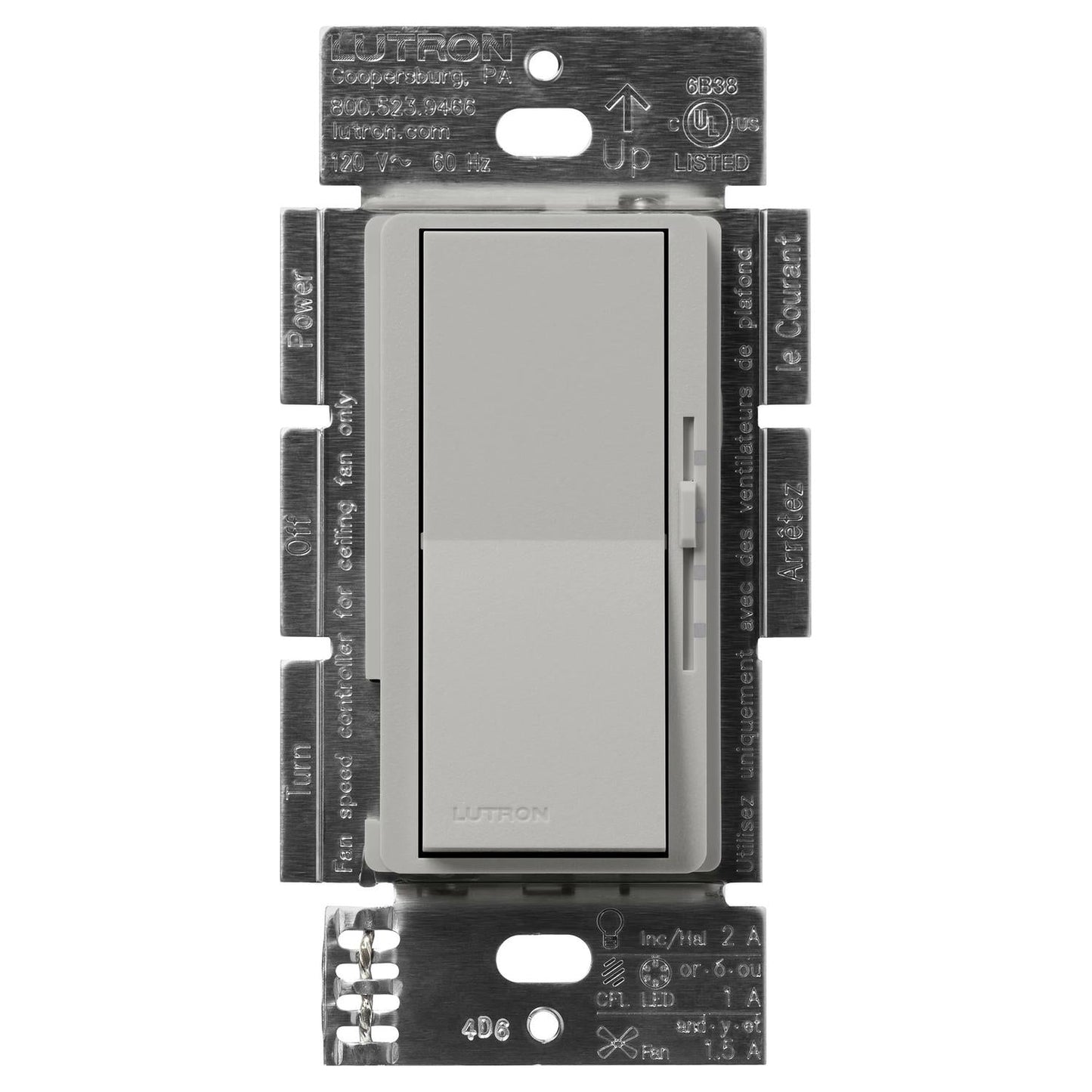 Lutron Diva fan and light control in Pebble