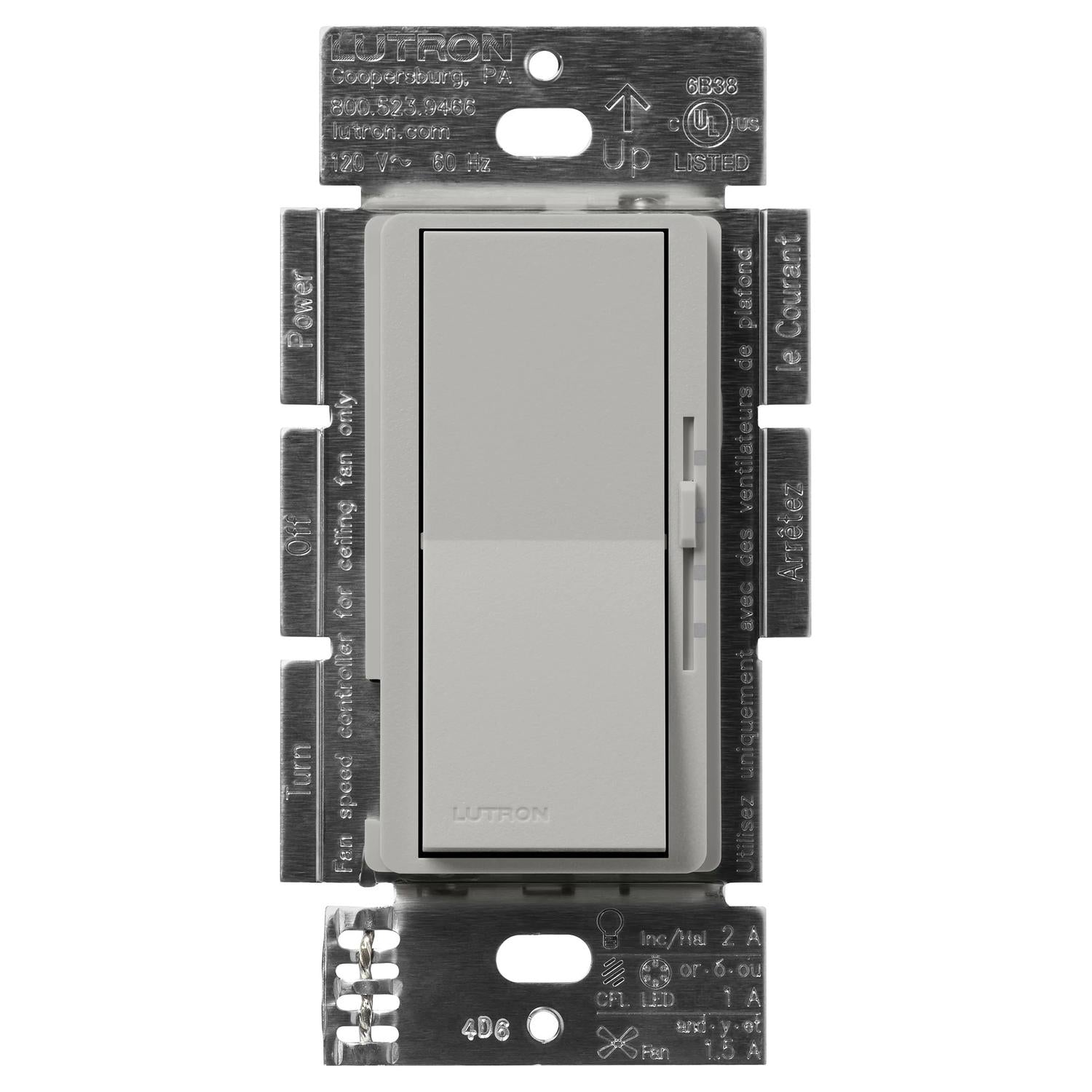 Lutron Diva fan and light control in Pebble
