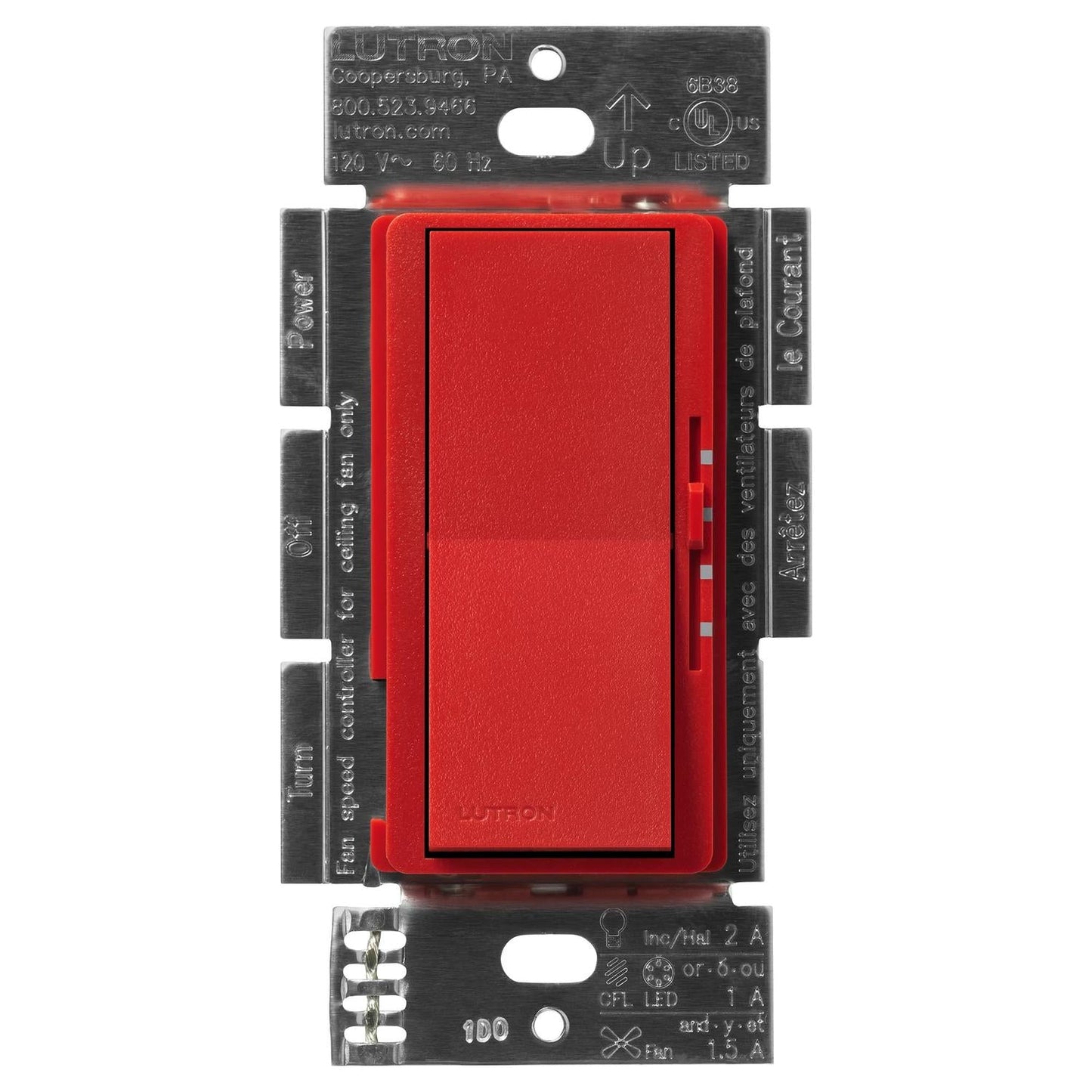 Lutron Diva fan and light control in Signal Red
