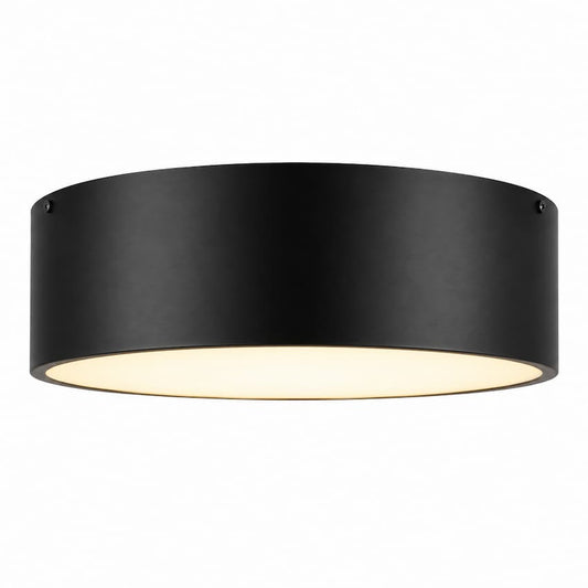 Alora Mood Brisbane FM556016MB 16-Inch 3-Light Flush Mount in Matte Black with Steel and Glass Construction