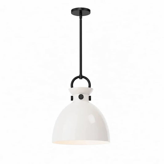 Alora Mood PD411811MBGO Waldo 11-Inch Pendant Light in Matte Black Finish with Glossy Opal Glass Dome Shade
