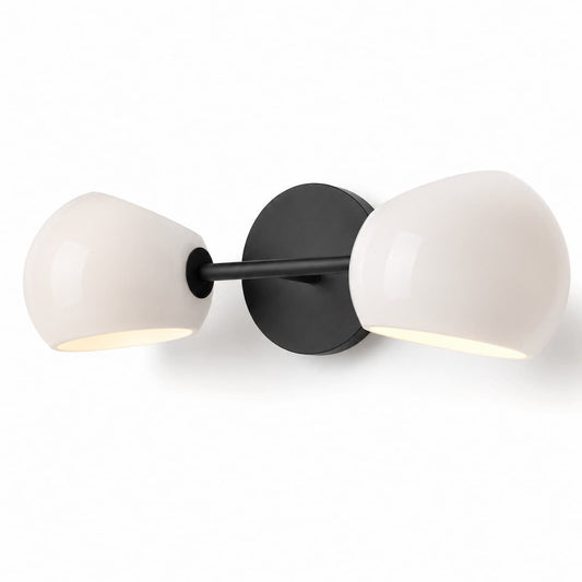 Alora Mood Willow WV548217MBOP 2-light vanity wall light in Matte Black with Opal Matte Glass shades by Lumera Electric