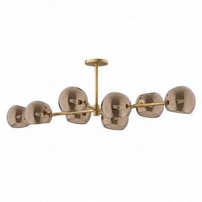 Alora Mood Willow Collection LP548848BGCP Linear Pendant with Brushed Gold Steel Frame and Eight Copper Glass Globe Shades