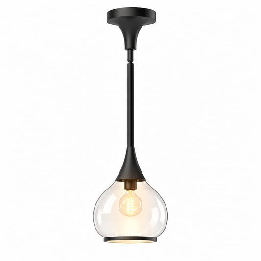 Alora Mood Hazel PD524006MBCL 6-Inch Pendant Light in Matte Black with Clear Glass Shade
