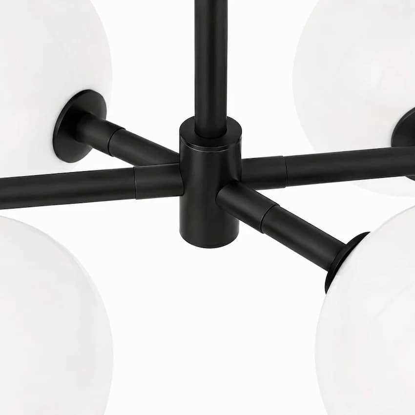 Alora Mood LP548848MBOP Willow Modern Linear Pendant in Matte Black with Eight Slant-Cut Opal Matte Glass Shades for Kitchen Islands and Dining Tables