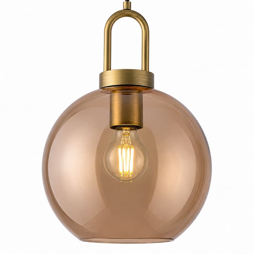 Alora Mood PD601710AGCP Soji Modern Japanese-Inspired Pendant Ceiling Light with Aged Gold Finish and Copper Glass Globe Shade