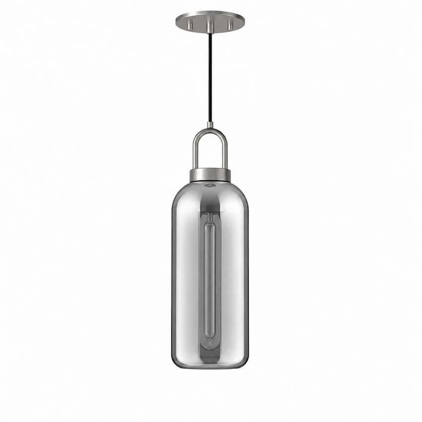 Alora Mood Soji Collection PD401505BNSM 1-Light Pendant with Brushed Nickel Steel Hardware, Smoked Solid Glass Shade and E26 Bulb Base