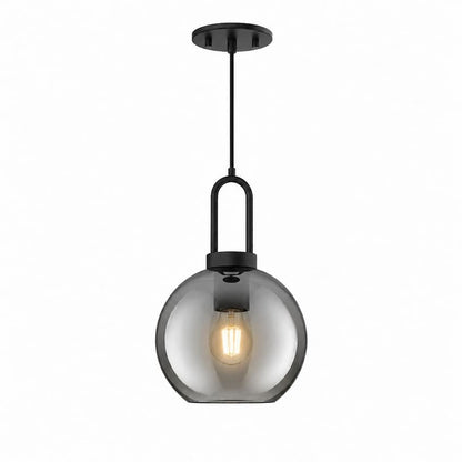 Alora Mood Soji PD601608MBSM 8-Inch Pendant Light in Matte Black Finish with Smoked Solid Glass Globe Shade