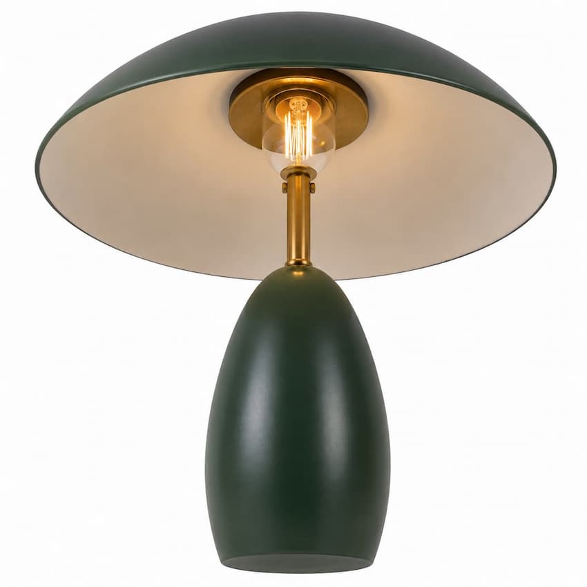 Alora Mood Poppy Collection TL437012PGN Table Lamp with Pine Green Aluminum and Steel Construction, Integrated 8W LED and 3000K Warm White Light