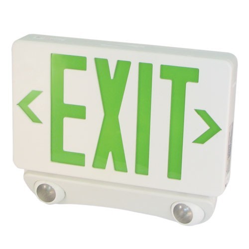 ELCO Lighting EE86HG LED Combo Exit with LED Heads, Green