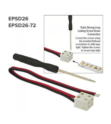 ELCO Lighting EPSD26-72 LED Tape Light Connector, 72-Inch