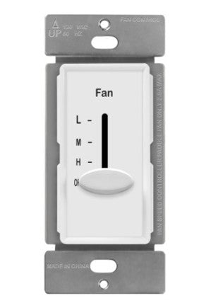 Enerlites 3 Speed Fan Control Switch - Slide White 17000-F3-W