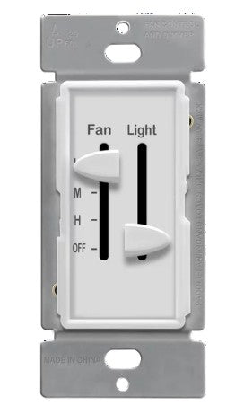 Enerlites 3 Speed Fan Control With Dimmer - Slide White 17001-F3-W