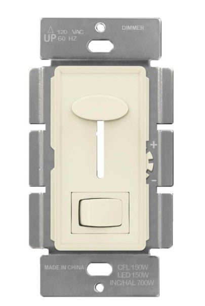 Enerlites LED/CFL Slide Dimmer/Switch Single Pole/3-Way Light Almond 59302-LA