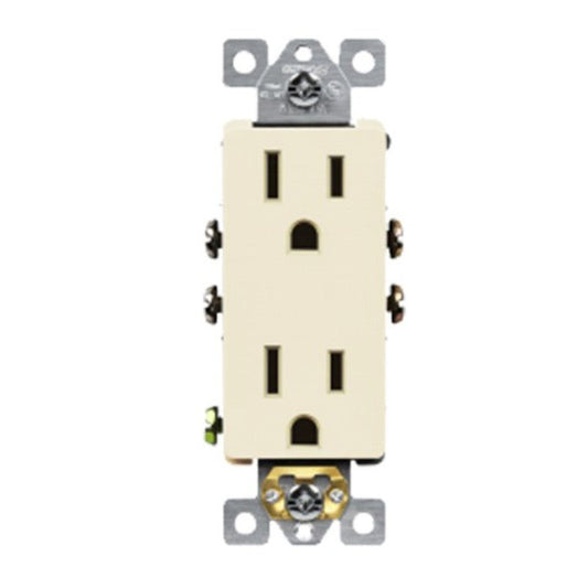 Enerlites Resi Decorator Receptacle Self-Grd 15A 125V 5-15R Light Almond 61501-LA