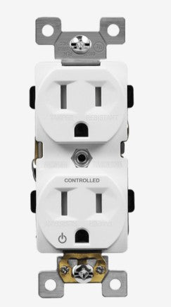 Enerlites Comm Half Plug Load Duplex Tr Receptacle 15A 125V 5-15R White 61570-TR-PLH-W