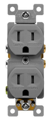 Enerlites Resi Duplex Receptacle Self-Grd 15A 125V 5-15R Gy 61580-GY