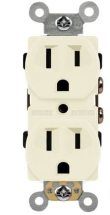 Enerlites Resi Duplex Receptacle Self-Grd 15A 125V 5-15R Light Almond 61580-LA