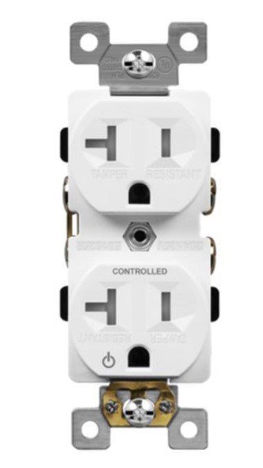Enerlites Comm Half Plug Load Duplex Tr Receptacle 20A 125V 5-20R White 62080-TR-PLH-W
