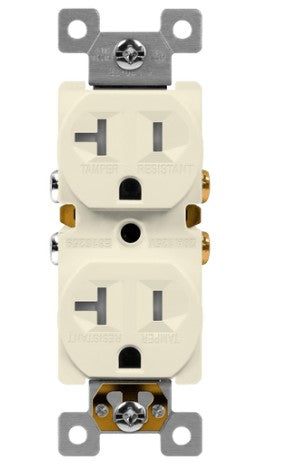 Enerlites Resi Duplex Tr Receptacle Self-Grd 20A 125V 5-20R Light Almond 62580-TR-LA