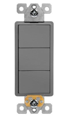 Enerlites Comm Decorator Tripple Rocker Switch Single Pole 15A 120V Gy 62755-GY