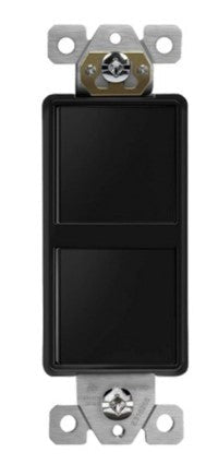 Enerlites Comm Decorator Dbl Rocker Switch Single Pole 15A 120/277V Black 62834-BK