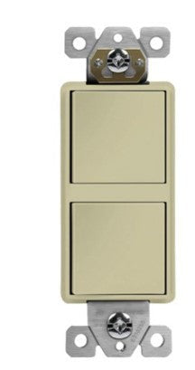 Enerlites Comm Decorator Dbl Rocker Switch Single Pole 15A 120/277V Ivory 62834-I