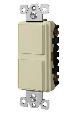 Enerlites Comm Decorator Dbl Rocker Switch 3-Way 15A 120/277V Light Almond 62835-LA