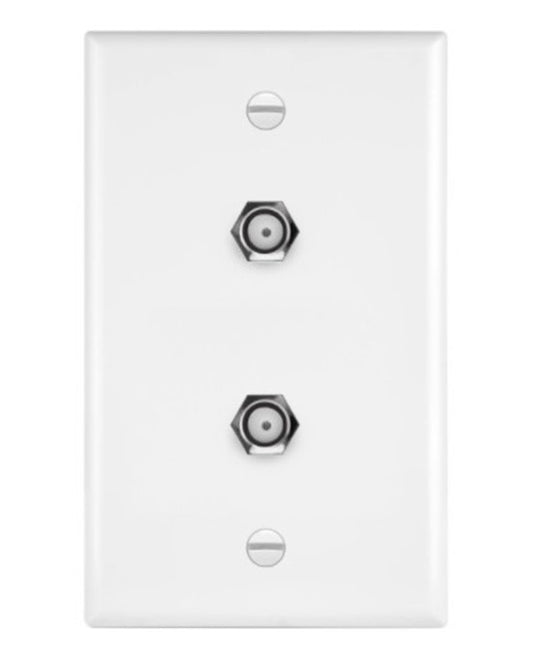 Enerlites Tel & Catv 1-Gang Wall Plate Two F-Type Conf To F Ivory 6621-I