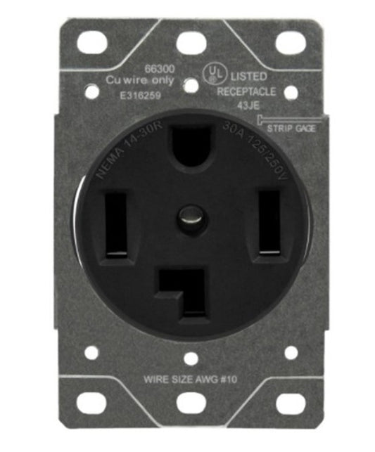 Enerlites Ind Flush Mount Receptacle 14-30R 3P 4W 30A 125/250V Black 66300-BK