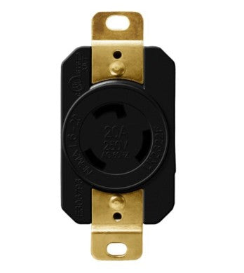 Enerlites Ind Locking Receptacle 2P 3-Way L6-20R 20A 250V Black 66410-BK